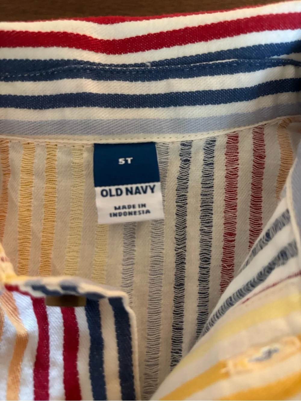 Boys Old Navy Short-Sleeve Striped Button-Down Shirt in Yellow, Red, Blue, Cream